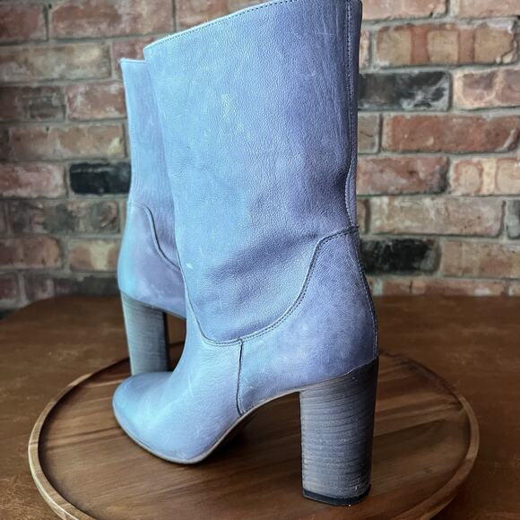 Free People Dakota Suede Slouch Block Heel Blue Gray Sz 9 US 39 EU MSRP $188 - Picture 5 of 16